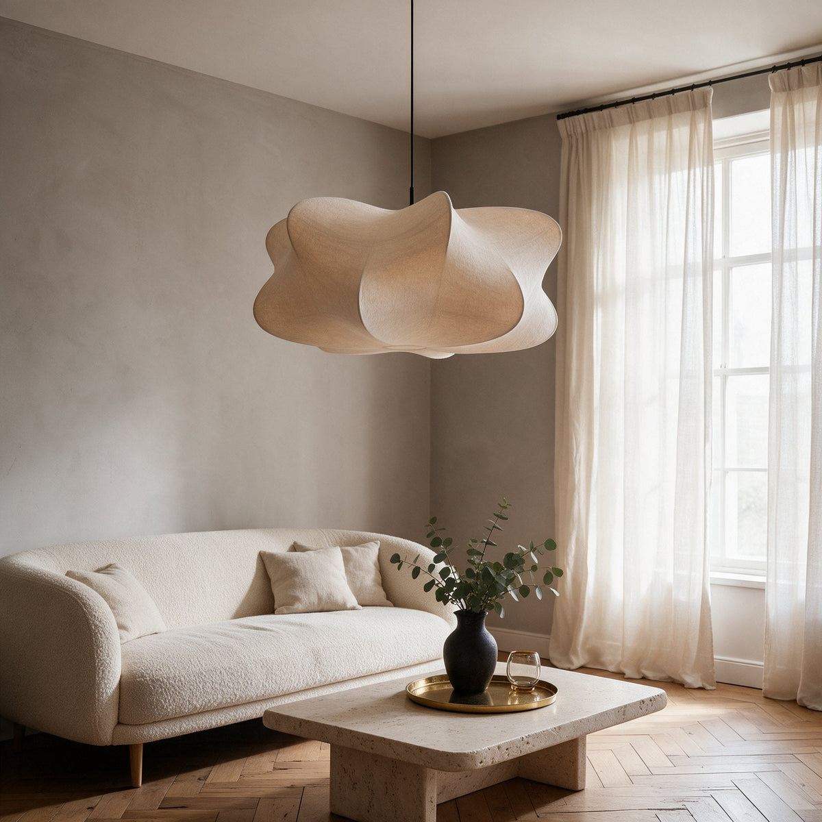 Splendeur — lustre en textile dans un salon