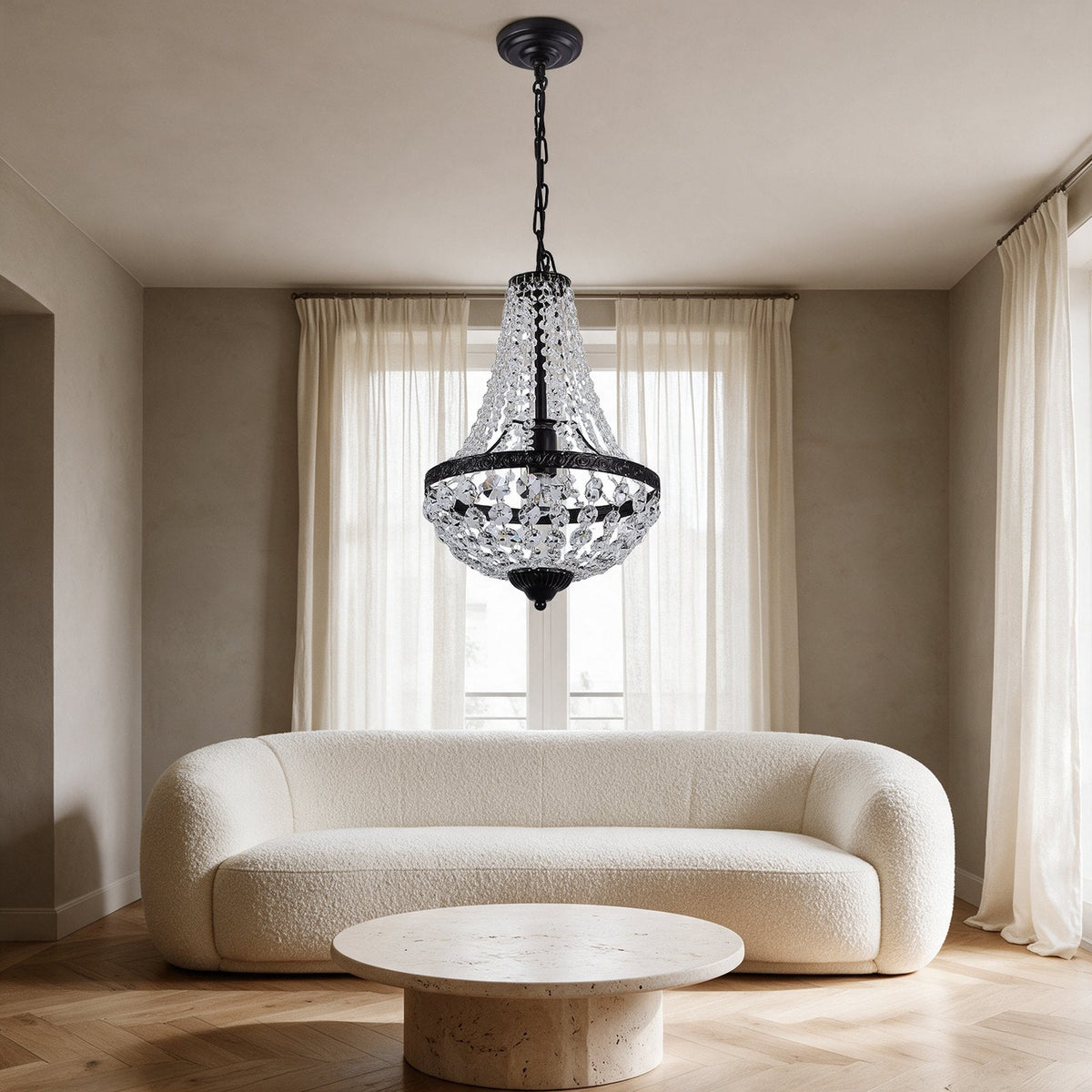 Régence — lustre en cristal dans un salon Image