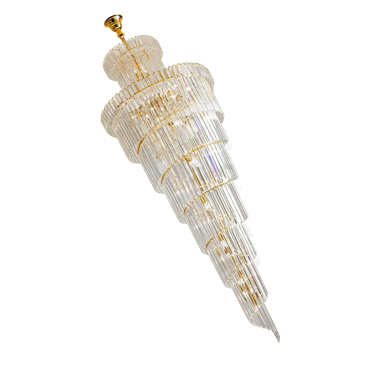 Cascade — grand lustre cascade cristal 74 × 74 × 39 cm, packshot fond blanc