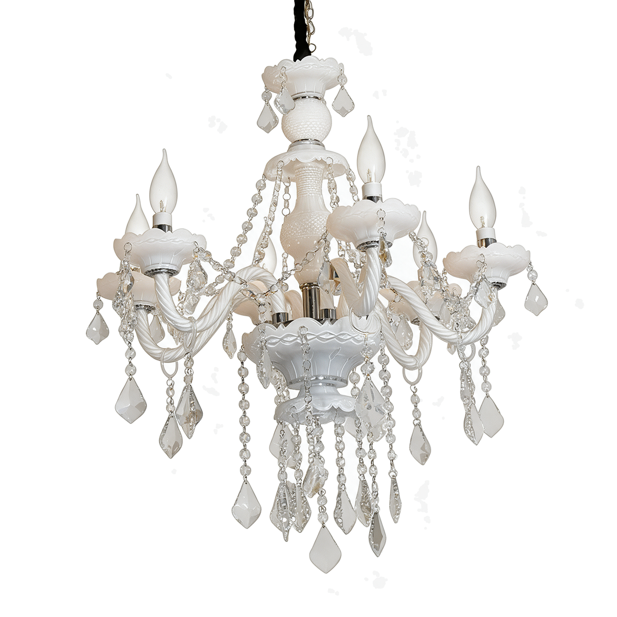 Chandelle — lustre bougies cristal et verre 6 feux 61 × 52 cm, packshot fond blanc