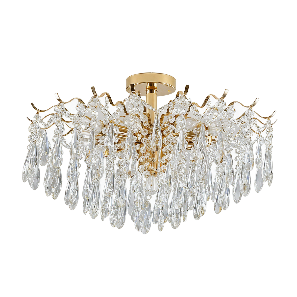 Couronne — lustre couronne dorée cristal 10 feux 53 × 38 cm, packshot fond blanc