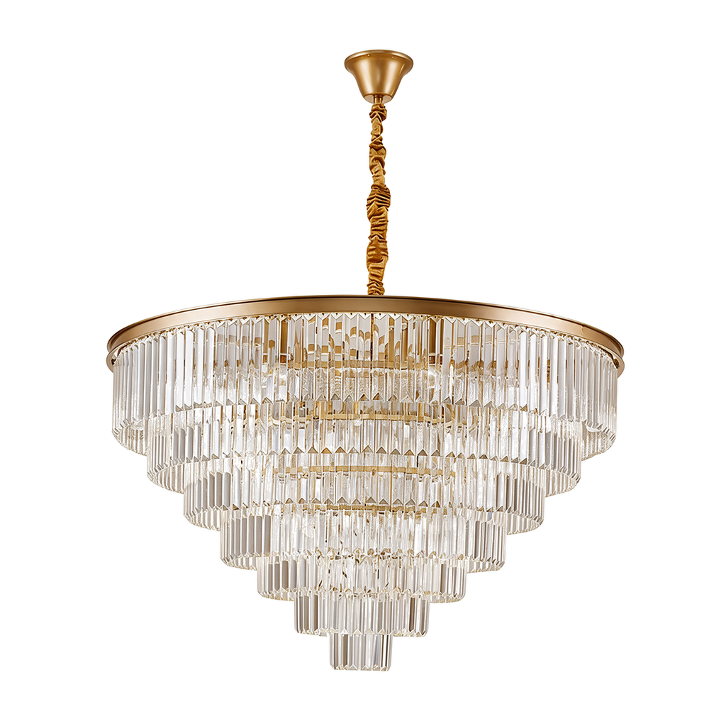 Corolle — lustre fleur doré cristal 6 feux Ø50 cm, packshot fond blanc