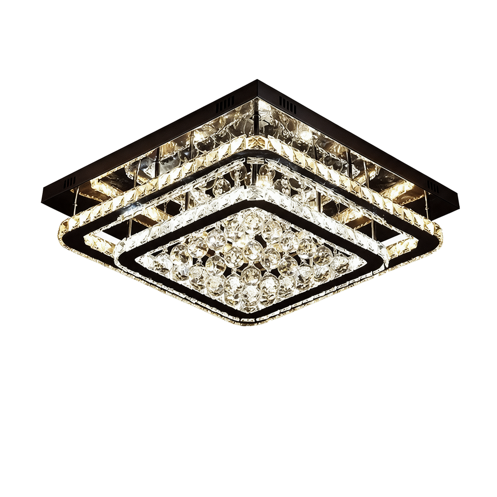 Majesté — plafonnier carré cristal 60 × 60 cm, packshot fond blanc