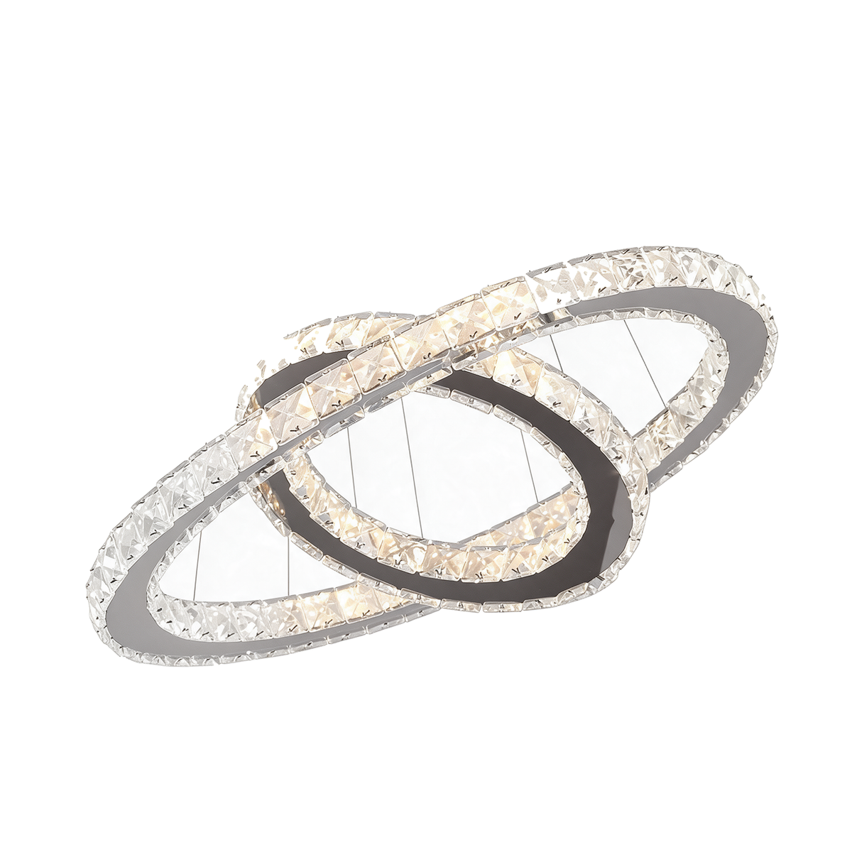 Aurore — lustre cristal nordique 2 anneaux 50 et 30 cm, packshot fond blanc