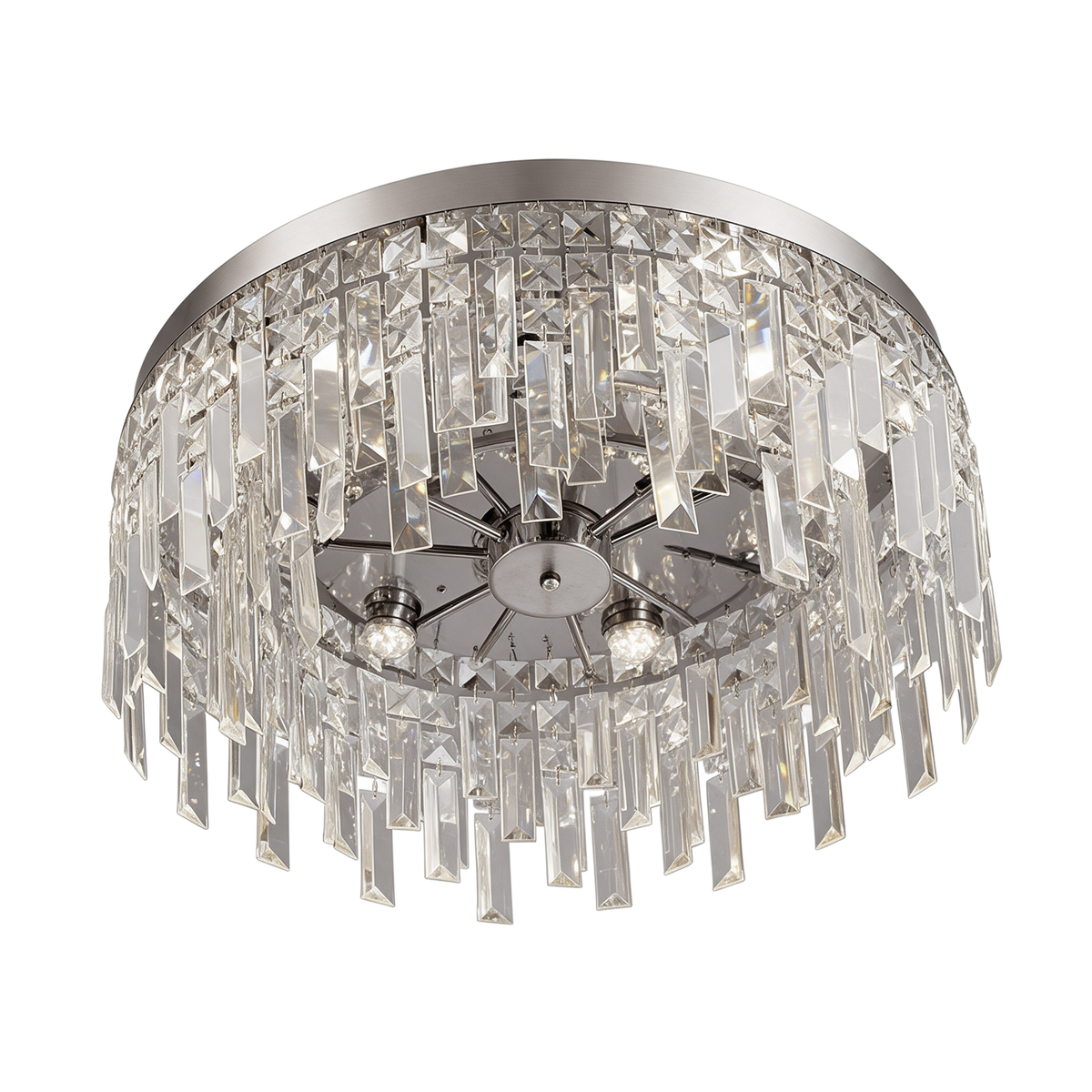 Platine — lustre tambour cristal Ø50 cm, packshot fond blanc