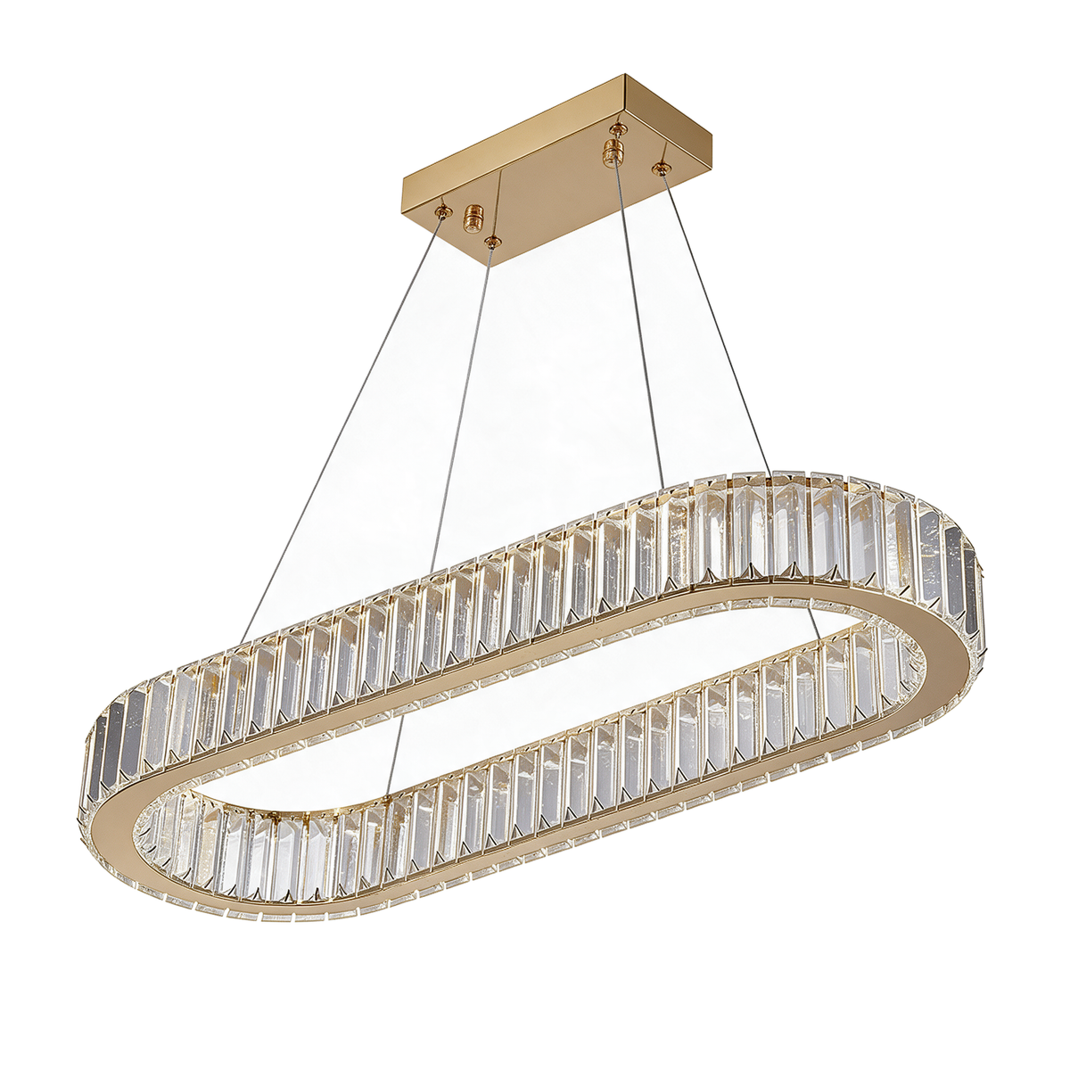 Solaire — lustre LED doré L70 × l25 cm, packshot fond blanc