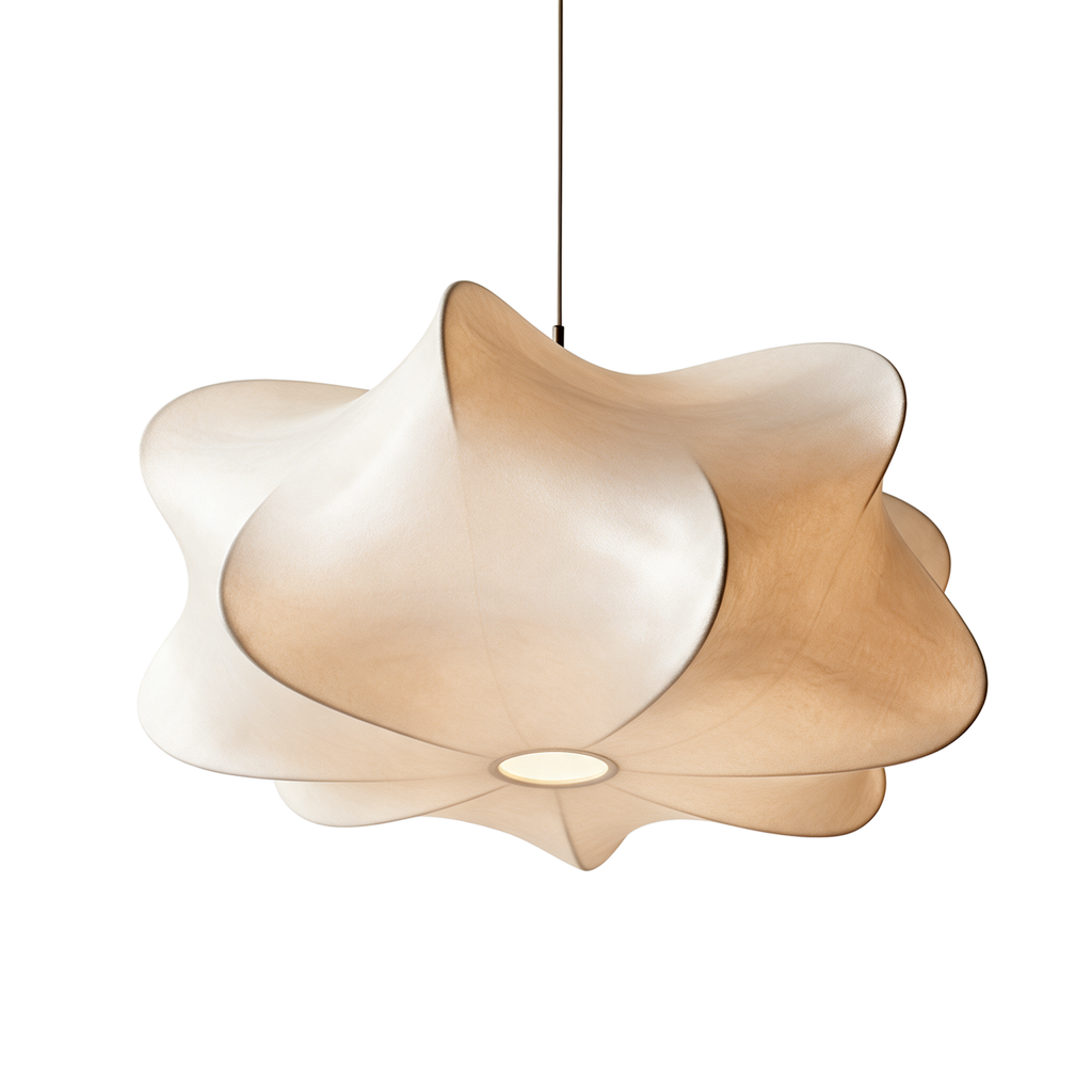 Splendeur — plafonnier LED abat-jour effet soie Ø50 × H25 cm, packshot fond blanc