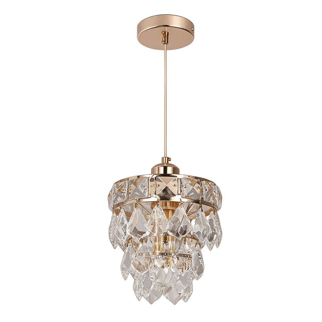 Bulle — mini lustre globe cristal doré E27 22 × 22 cm, packshot fond blanc