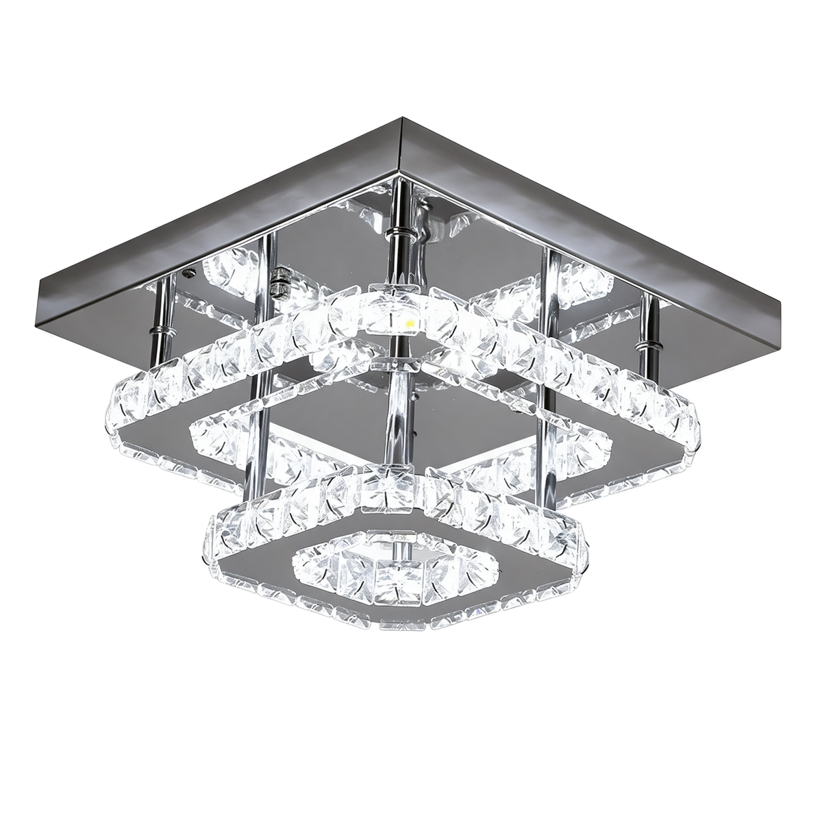 Quartz — plafonnier carré cristal LED 25 × 25 cm, packshot fond blanc