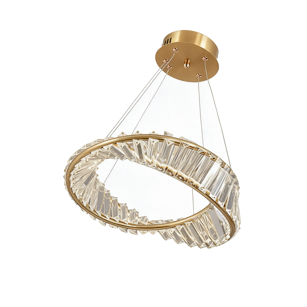 Prisma — suspension cristal LED Ø40 cm, packshot fond blanc