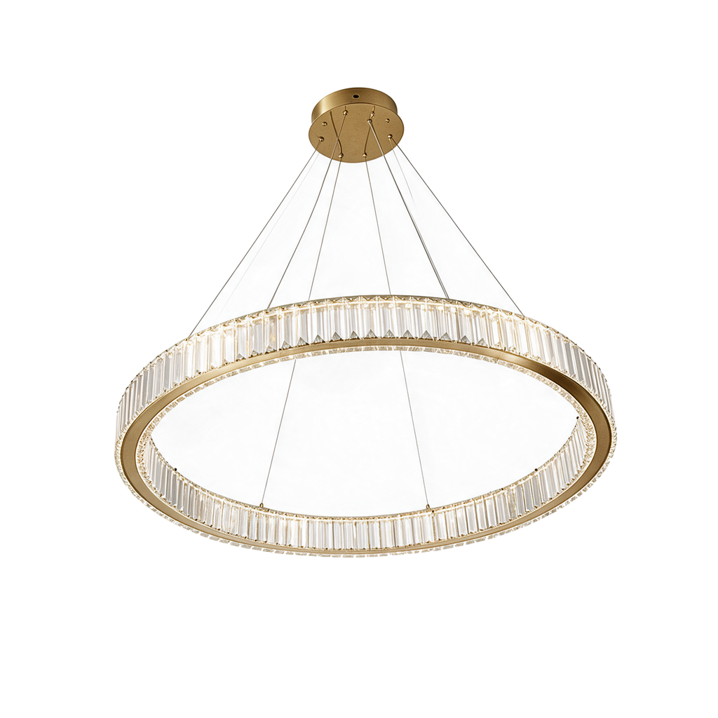 Cathédrale — lustre anneau cristal L100 cm, packshot fond blanc