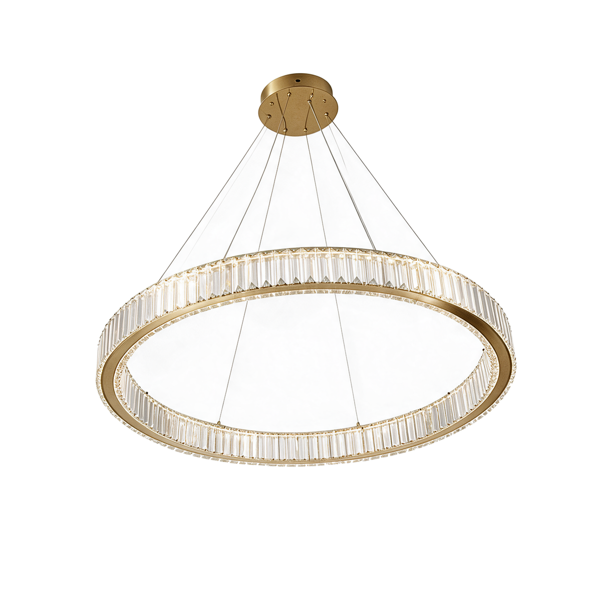 Cathédrale — lustre anneau cristal L100 cm, packshot fond blanc